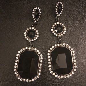 Black and CZ drop earrings